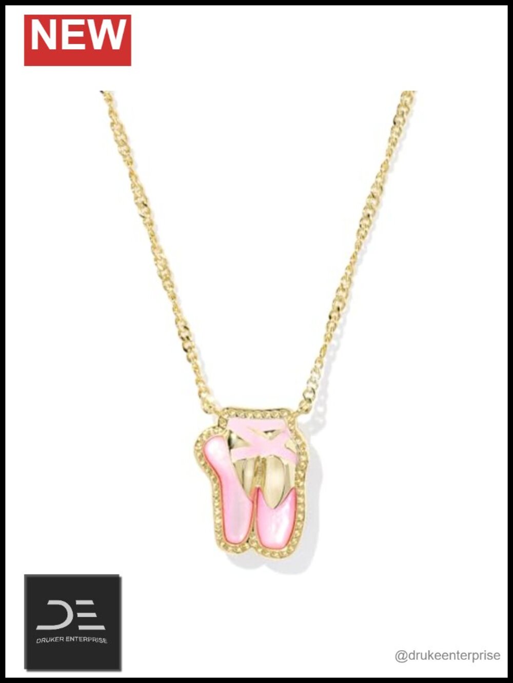 Kendra Scott Ballet Pendant Necklace Gold Plated 16" Chain